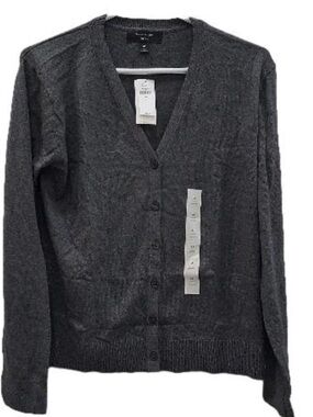 Banana Republic Charcoal Gray V-Neck Button Cardigan